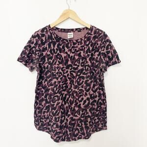 Victoria's Secret PINK Purple Animal Print Short Sleeve Tee Size Medium